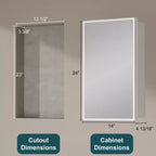 Armoire à pharmacie de salle de bain avec miroir, montage encastré ou en surface Elise, étagères en verre trempé réglables et porte réversible
