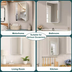 Armoire à pharmacie de salle de bain avec miroir, montage encastré ou en surface Elise, étagères en verre trempé réglables et porte réversible