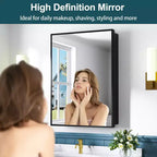 Armoire à pharmacie de salle de bain avec miroir, montage encastré ou en surface Elise, étagères en verre trempé réglables et porte réversible
