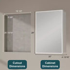 Armoire à pharmacie de salle de bain avec miroir, montage encastré ou en surface Elise, étagères en verre trempé réglables et porte réversible
