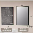 Armoire à pharmacie de salle de bain avec miroir, montage encastré ou en surface Elise, étagères en verre trempé réglables et porte réversible