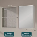 Armoire à pharmacie de salle de bain avec miroir, montage encastré ou en surface Elise, étagères en verre trempé réglables et porte réversible