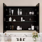 Armoire à pharmacie de salle de bain avec miroir, montage encastré ou en surface Elise, étagères en verre trempé réglables et porte réversible