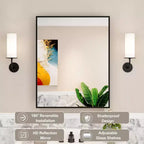 Armoire à pharmacie de salle de bain avec miroir, montage encastré ou en surface Elise, étagères en verre trempé réglables et porte réversible