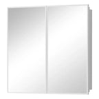 Armoire à pharmacie de salle de bain avec miroir, montage encastré ou en surface Elise, étagères en verre trempé réglables et porte réversible