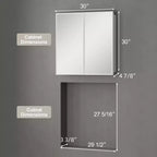 Armoire à pharmacie de salle de bain avec miroir, montage encastré ou en surface Elise, étagères en verre trempé réglables et porte réversible