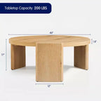 Table d'appoint/de chevet ronde moderne Subrtex, table de canapé en bois massif pour salons et chambres à coucher