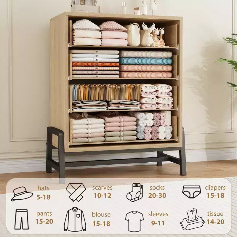 4 commodes pour chambre à coucher, coiffeuse de 98 cm de haut, tiroirs hauts autoportants avec espace de rangement, armoire de rangement en bois pour salon