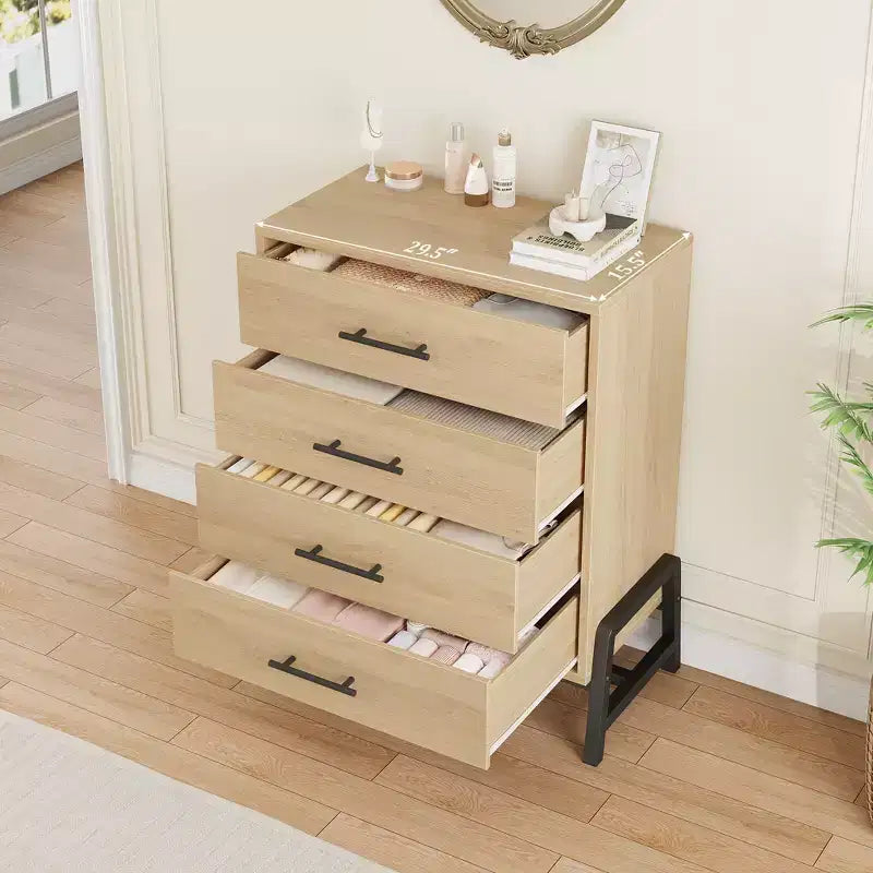 4 commodes pour chambre à coucher, coiffeuse de 98 cm de haut, tiroirs hauts autoportants avec espace de rangement, armoire de rangement en bois pour salon