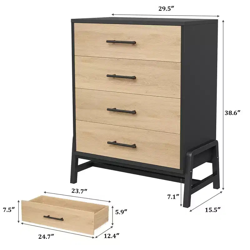 4 commodes pour chambre à coucher, coiffeuse de 98 cm de haut, tiroirs hauts autoportants avec espace de rangement, armoire de rangement en bois pour salon