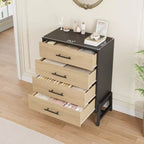 4 commodes pour chambre à coucher, coiffeuse de 98 cm de haut, tiroirs hauts autoportants avec espace de rangement, armoire de rangement en bois pour salon
