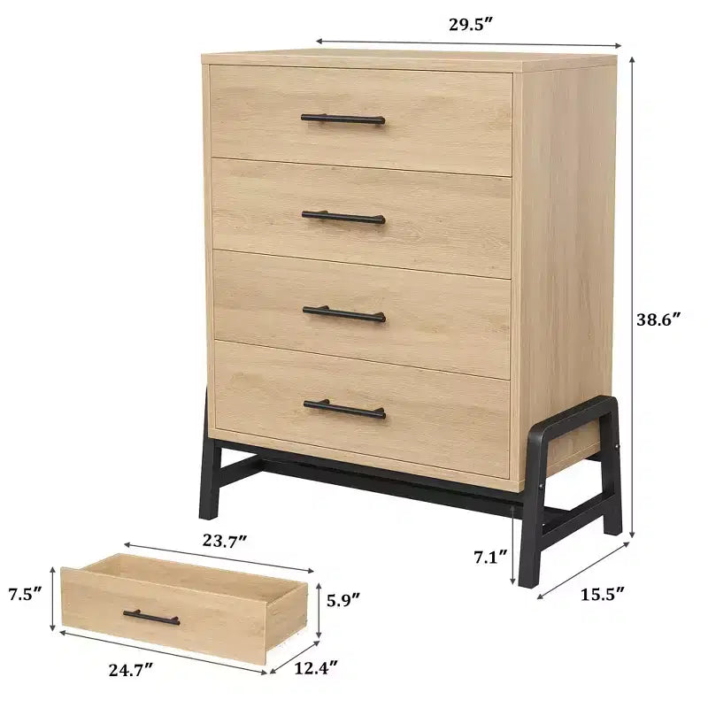 4 commodes pour chambre à coucher, coiffeuse de 98 cm de haut, tiroirs hauts autoportants avec espace de rangement, armoire de rangement en bois pour salon