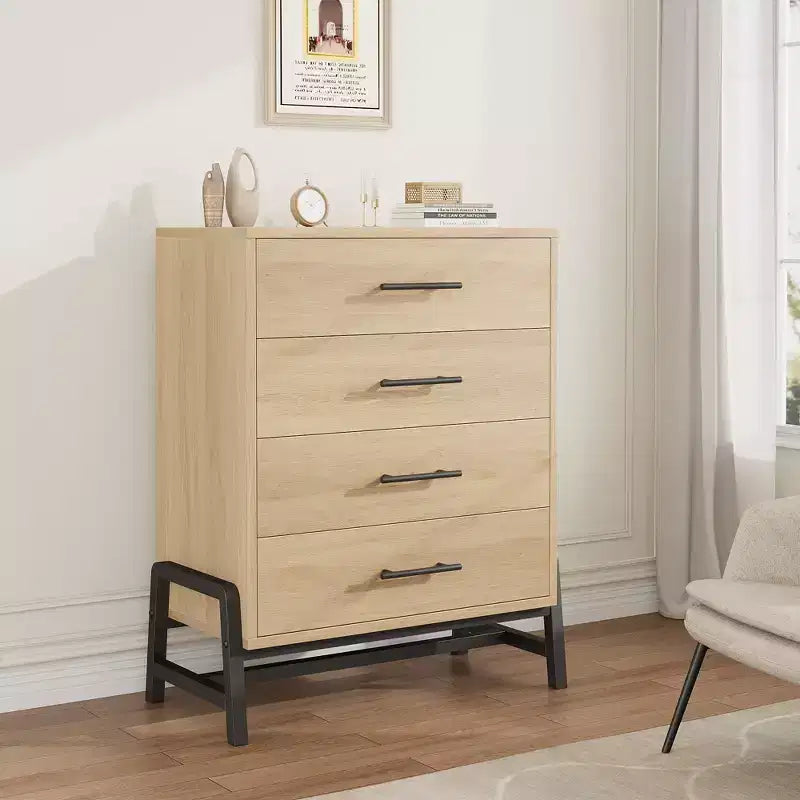 4 commodes pour chambre à coucher, coiffeuse de 98 cm de haut, tiroirs hauts autoportants avec espace de rangement, armoire de rangement en bois pour salon