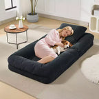 Lit pour chien humain pour adulte, canapé-lit confortable avec 2 oreillers et 5 positions réglables, chaise longue en chenille pour salon et chambre