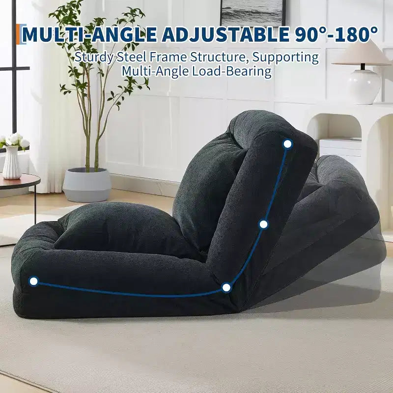 Lit pour chien humain pour adulte, canapé-lit confortable avec 2 oreillers et 5 positions réglables, chaise longue en chenille pour salon et chambre