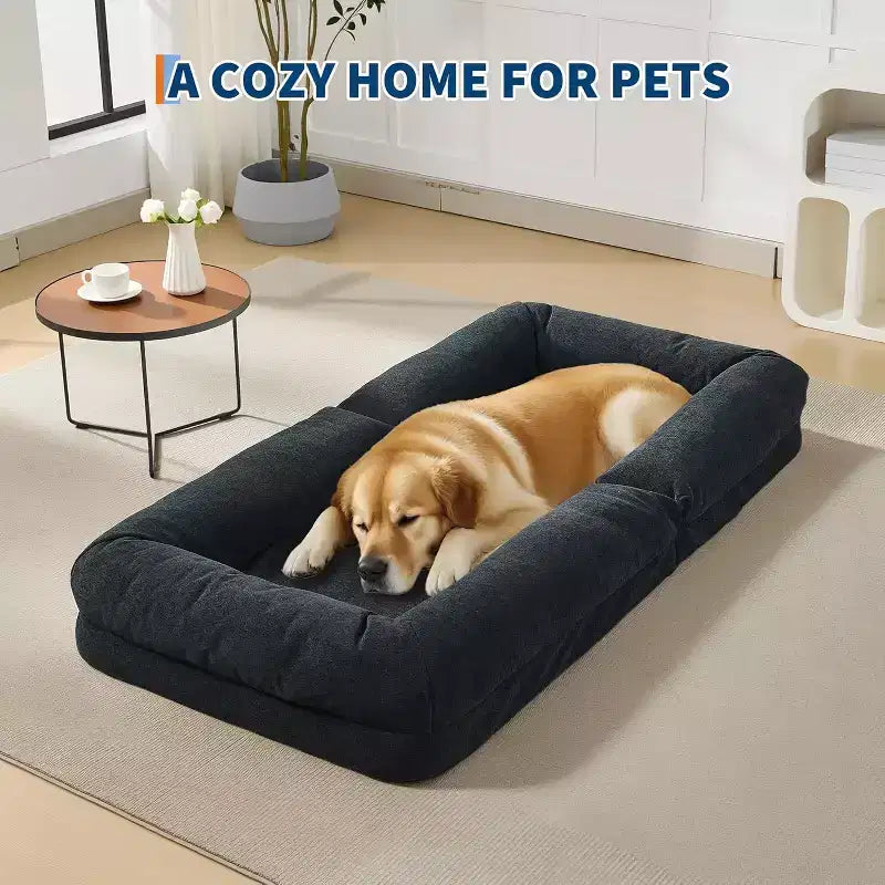 Lit pour chien humain pour adulte, canapé-lit confortable avec 2 oreillers et 5 positions réglables, chaise longue en chenille pour salon et chambre
