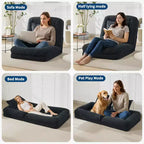 Lit pour chien humain pour adulte, canapé-lit confortable avec 2 oreillers et 5 positions réglables, chaise longue en chenille pour salon et chambre