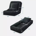 Lit pour chien humain pour adulte, canapé-lit confortable avec 2 oreillers et 5 positions réglables, chaise longue en chenille pour salon et chambre
