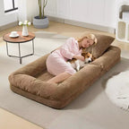 Lit pour chien humain pour adulte, canapé-lit confortable avec 2 oreillers et 5 positions réglables, chaise longue en chenille pour salon et chambre