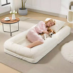 Lit pour chien humain pour adulte, canapé-lit confortable avec 2 oreillers et 5 positions réglables, chaise longue en chenille pour salon et chambre