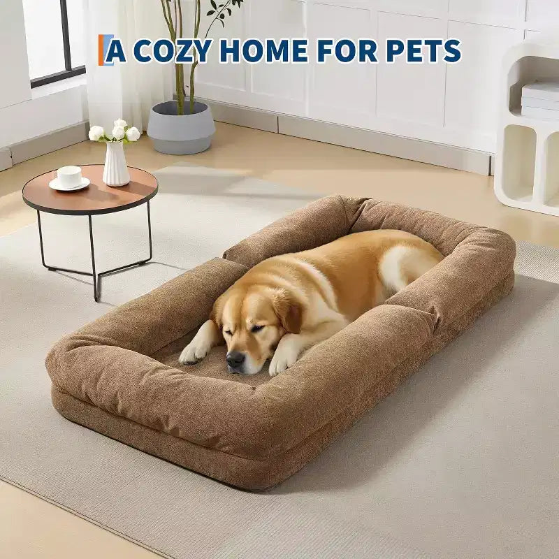 Lit pour chien humain pour adulte, canapé-lit confortable avec 2 oreillers et 5 positions réglables, chaise longue en chenille pour salon et chambre