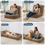 Lit pour chien humain pour adulte, canapé-lit confortable avec 2 oreillers et 5 positions réglables, chaise longue en chenille pour salon et chambre