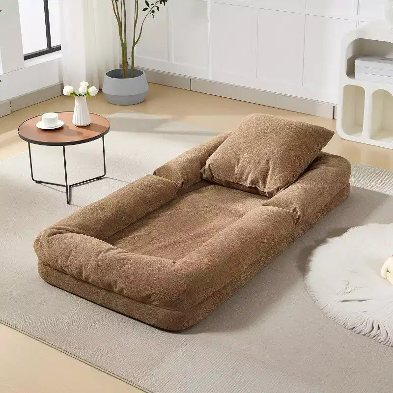 Lit pour chien humain pour adulte, canapé-lit confortable avec 2 oreillers et 5 positions réglables, chaise longue en chenille pour salon et chambre