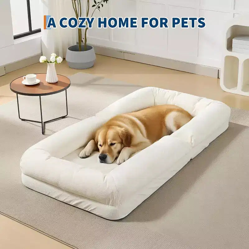 Lit pour chien humain pour adulte, canapé-lit confortable avec 2 oreillers et 5 positions réglables, chaise longue en chenille pour salon et chambre
