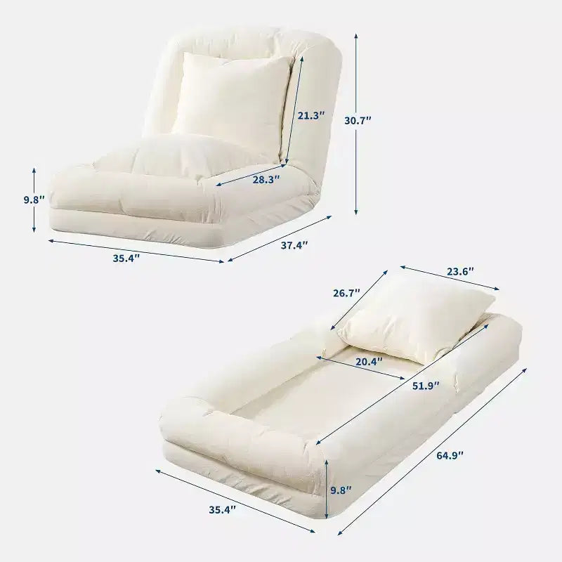 Lit pour chien humain pour adulte, canapé-lit confortable avec 2 oreillers et 5 positions réglables, chaise longue en chenille pour salon et chambre