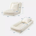 Lit pour chien humain pour adulte, canapé-lit confortable avec 2 oreillers et 5 positions réglables, chaise longue en chenille pour salon et chambre