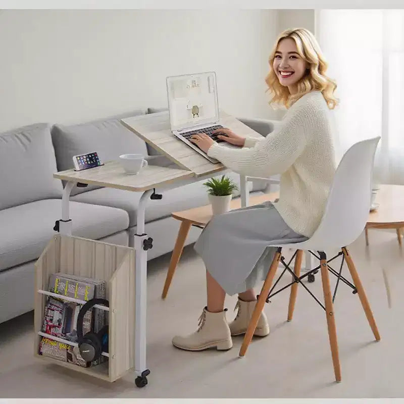 Table de lit roulante, bureau d'ordinateur portable de 120 cm, table de lit réglable en hauteur et en longueur pour usage hospitalier et domestique