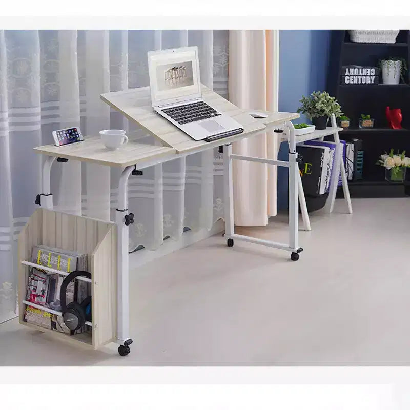Table de lit roulante, bureau d'ordinateur portable de 120 cm, table de lit réglable en hauteur et en longueur pour usage hospitalier et domestique