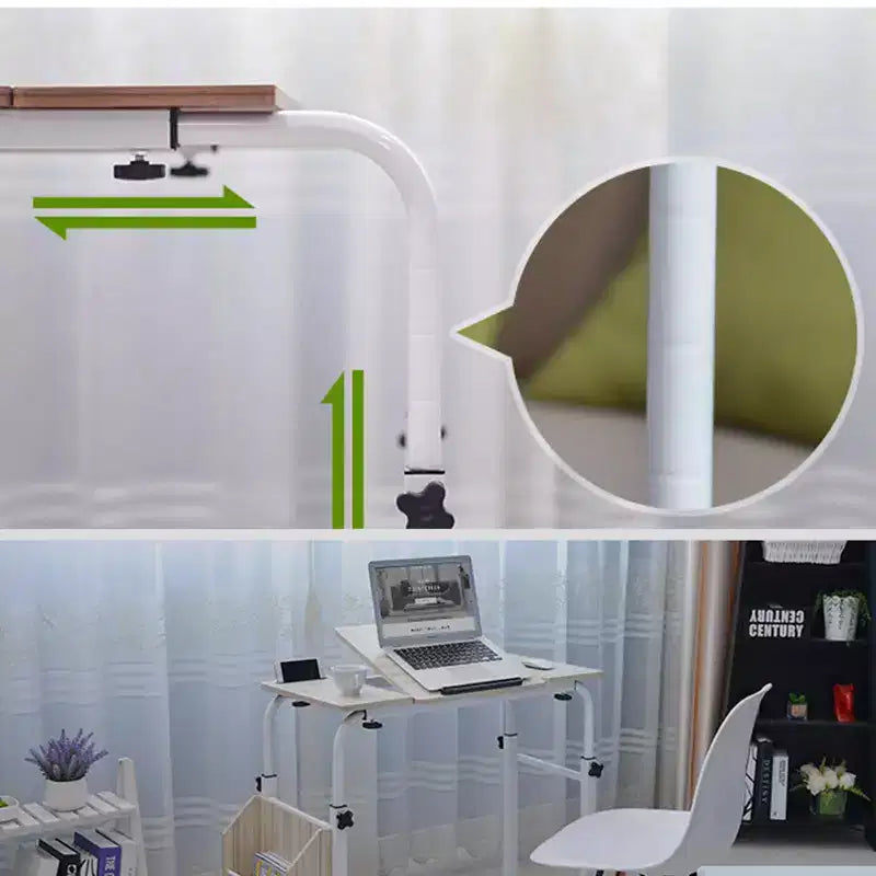 Table de lit roulante, bureau d'ordinateur portable de 120 cm, table de lit réglable en hauteur et en longueur pour usage hospitalier et domestique