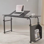 Table de lit roulante, bureau d'ordinateur portable de 120 cm, table de lit réglable en hauteur et en longueur pour usage hospitalier et domestique