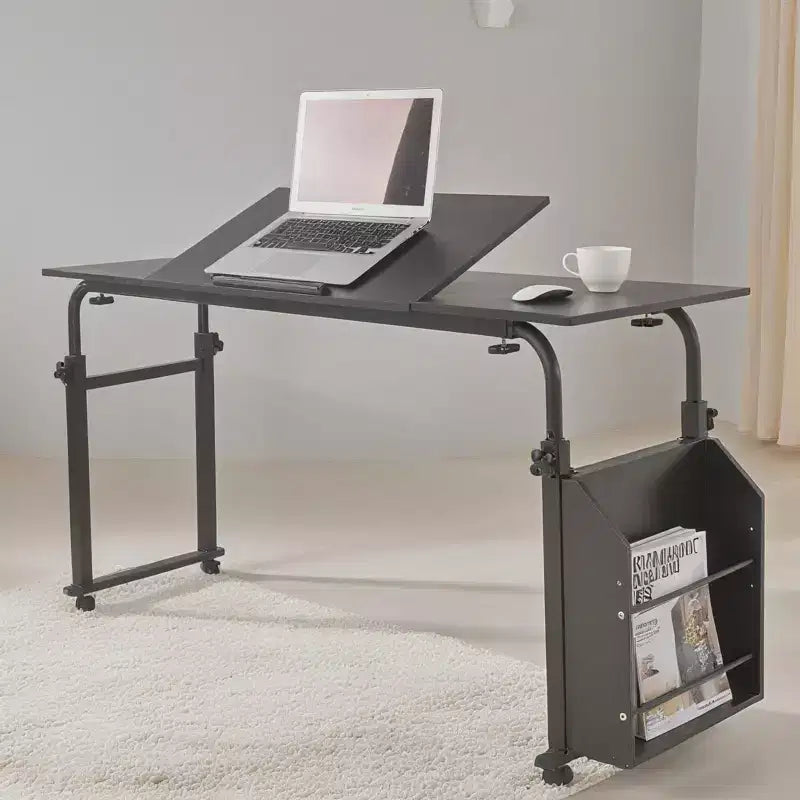 Table de lit roulante, bureau d'ordinateur portable de 120 cm, table de lit réglable en hauteur et en longueur pour usage hospitalier et domestique