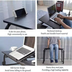 Table de lit roulante, bureau d'ordinateur portable de 120 cm, table de lit réglable en hauteur et en longueur pour usage hospitalier et domestique