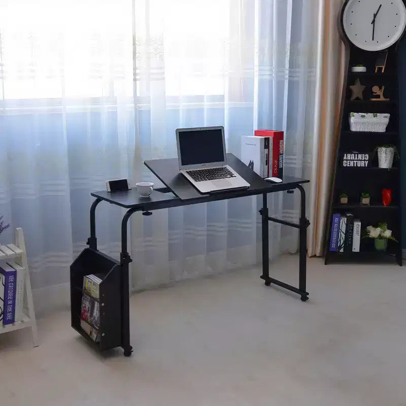 Table de lit roulante, bureau d'ordinateur portable de 120 cm, table de lit réglable en hauteur et en longueur pour usage hospitalier et domestique