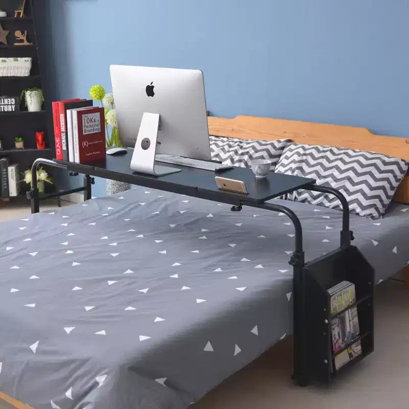 Table de lit roulante, bureau d'ordinateur portable de 120 cm, table de lit réglable en hauteur et en longueur pour usage hospitalier et domestique