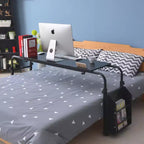 Table de lit roulante, bureau d'ordinateur portable de 120 cm, table de lit réglable en hauteur et en longueur pour usage hospitalier et domestique