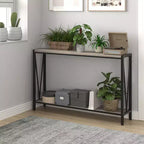 Console étroite de 109 cm avec design en V, table d'entrée à 2 niveaux avec étagère de rangement pour le salon