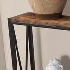 Console étroite de 109 cm avec design en V, table d'entrée à 2 niveaux avec étagère de rangement pour le salon