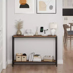 Console étroite de 109 cm avec design en V, table d'entrée à 2 niveaux avec étagère de rangement pour le salon