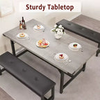 Table de salle à manger extensible COZONY 47,2463 pouces pour 4-6 personnes, table en bois industrielle avec 2 bancs, petits espaces
