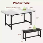 Table de salle à manger extensible COZONY 47,2463 pouces pour 4-6 personnes, table en bois industrielle avec 2 bancs, petits espaces