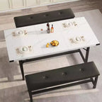 Table de salle à manger extensible COZONY 47,2463 pouces pour 4-6 personnes, table en bois industrielle avec 2 bancs, petits espaces