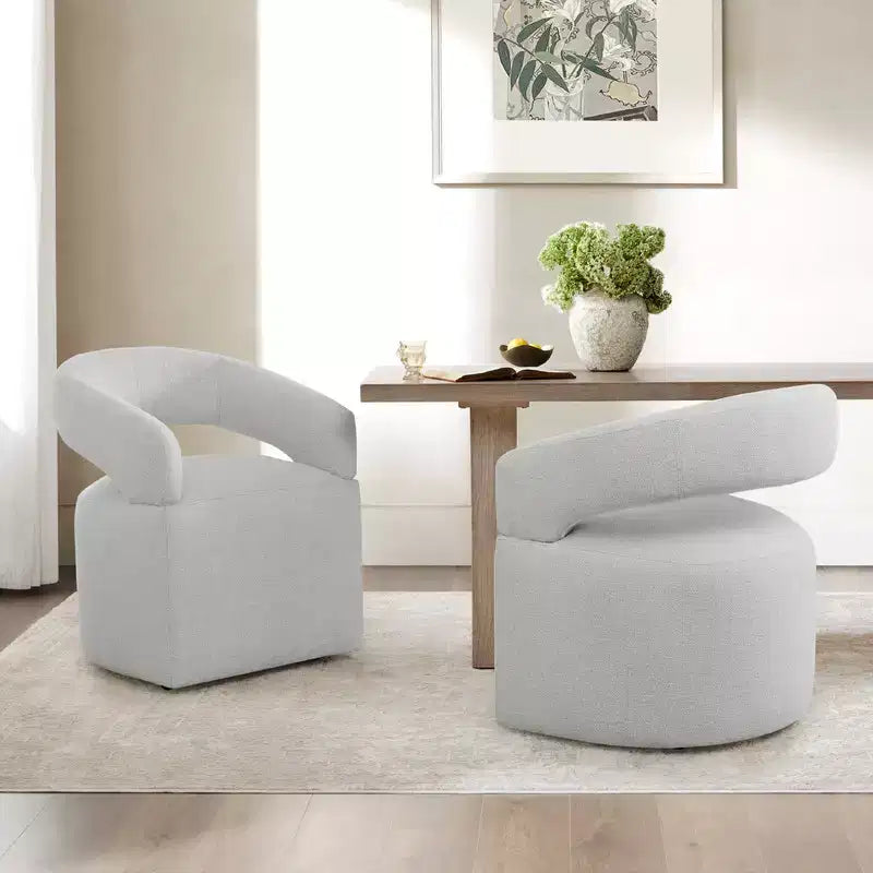 Chaise de salle à manger moderne Spruce&Spring avec roulettes et dossier ajouré