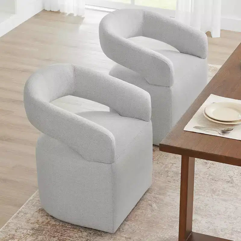 Chaise de salle à manger moderne Spruce&Spring avec roulettes et dossier ajouré
