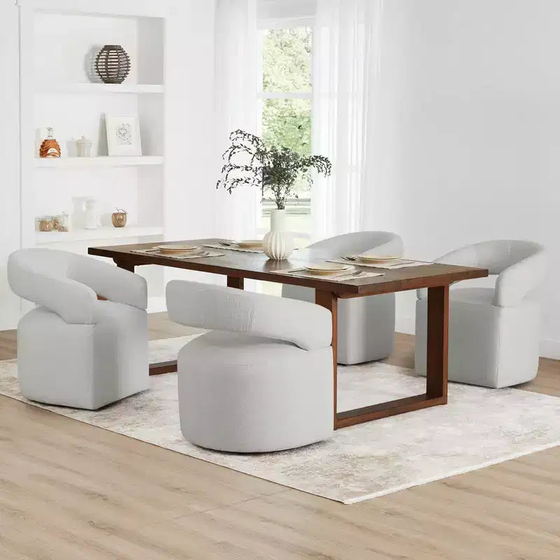 Chaise de salle à manger moderne Spruce&Spring avec roulettes et dossier ajouré