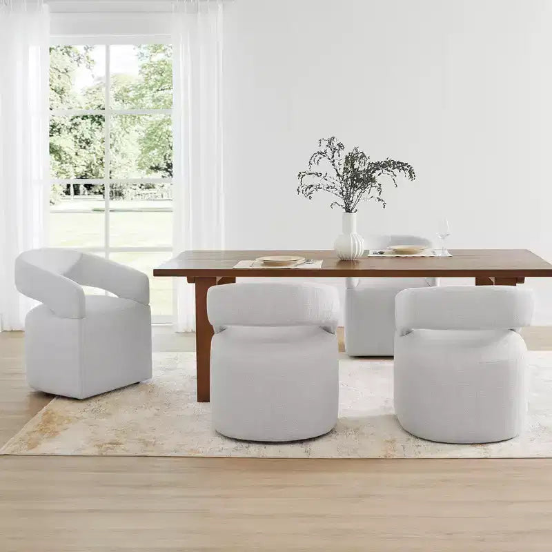 Chaise de salle à manger moderne Spruce&Spring avec roulettes et dossier ajouré