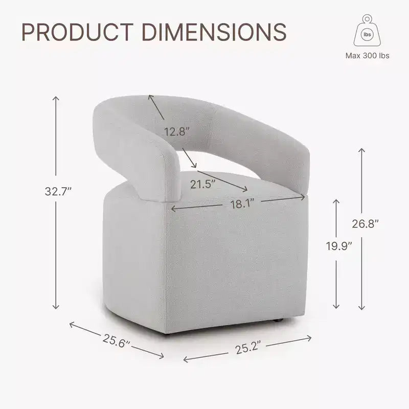 Chaise de salle à manger moderne Spruce&Spring avec roulettes et dossier ajouré